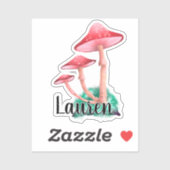 Monogram Niedlich Künstlerisch Trendy Mushroom - N Aufkleber (Blatt)