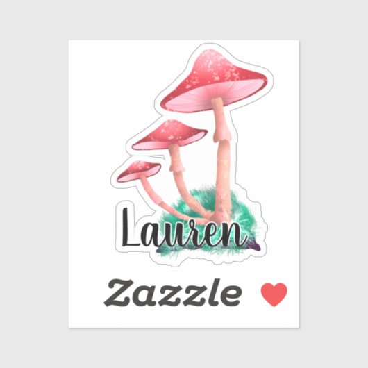 Monogram Niedlich Künstlerisch Trendy Mushroom - N Aufkleber (Blatt)