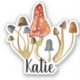 Monogram Niedlich Künstlerisch Trendy Mushroom - N Aufkleber
