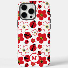 Monogram Niedlich Ladybug Red White Blume Muster iPhone 16 Pro Max Hülle