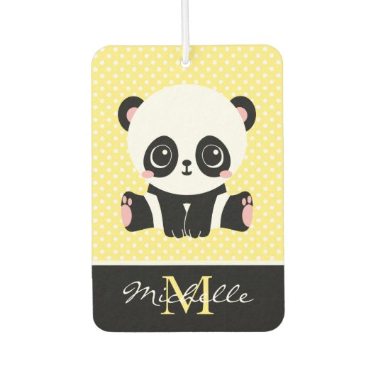 Monogram Niedlich Panda Bär Personalisiert Polka D Autolufterfrischer (Vorderseite)