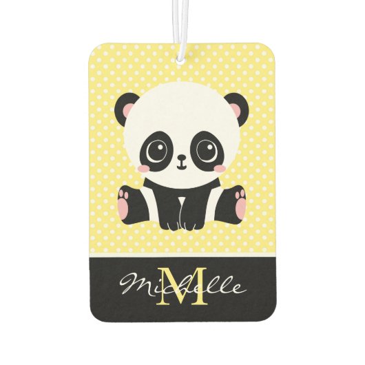 Monogram Niedlich Panda Bär Personalisiert Polka D Autolufterfrischer (Rückseite)