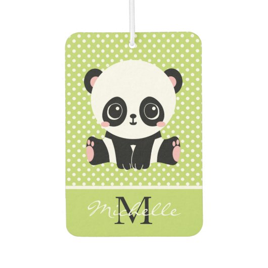 Monogram Niedlich Panda Bär Personalisiert Polka D Autolufterfrischer (Vorderseite)
