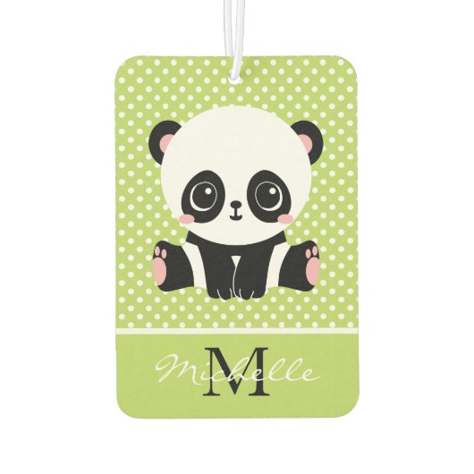Monogram Niedlich Panda Bär Personalisiert Polka D Autolufterfrischer (Rückseite)