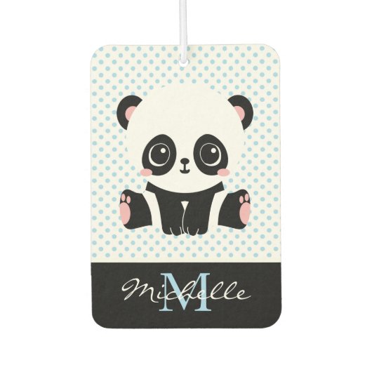 Monogram Niedlich Panda Bär Personalisiert Polka D Autolufterfrischer (Vorderseite)