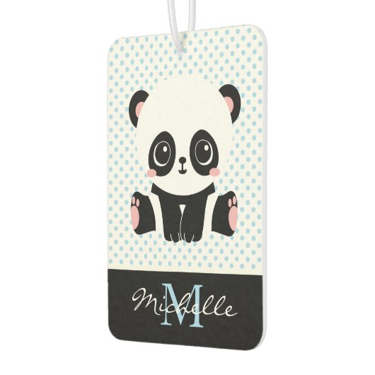 Monogram Niedlich Panda Bär Personalisiert Polka D Autolufterfrischer (Links)