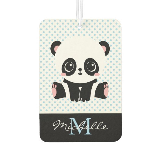 Monogram Niedlich Panda Bär Personalisiert Polka D Autolufterfrischer (Rückseite)