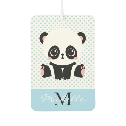 Monogram Niedlich Panda Bär Personalisiert Polka D Autolufterfrischer (Vorderseite)