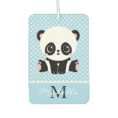 Monogram Niedlich Panda Bär Personalisiert Polka D Autolufterfrischer (Vorderseite)