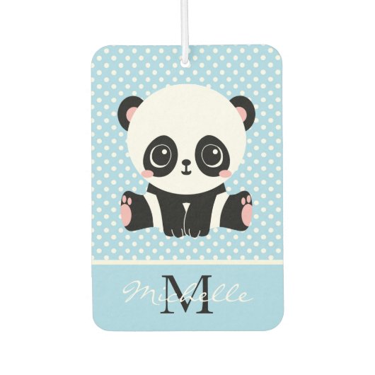 Monogram Niedlich Panda Bär Personalisiert Polka D Autolufterfrischer (Vorderseite)