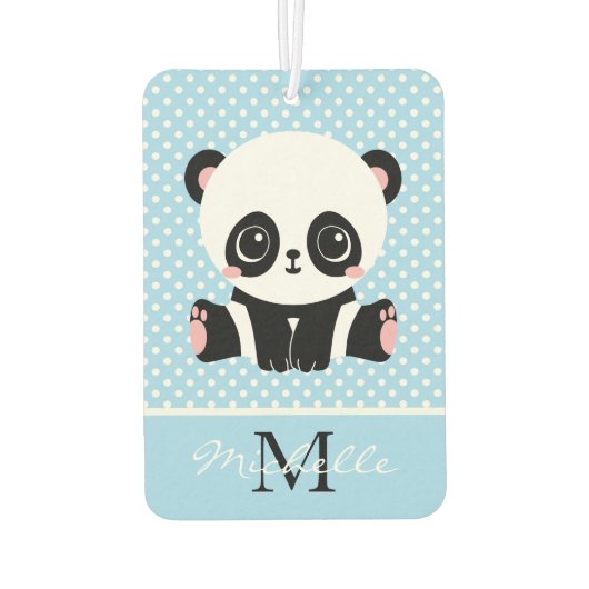 Monogram Niedlich Panda Bär Personalisiert Polka D Autolufterfrischer (Rückseite)