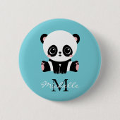 Monogram Niedlich Panda Personalisiert Bubble Gum  Button (Vorderseite)