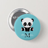 Monogram Niedlich Panda Personalisiert Bubble Gum  Button (Vorne & Hinten)