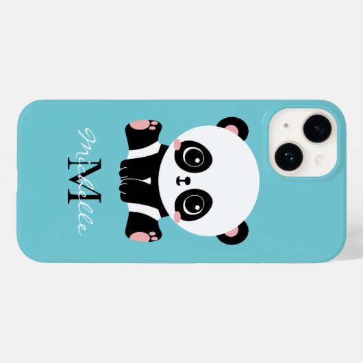 Monogram Niedlich Panda Personalisiert Bubble Gum Case-Mate iPhone Hülle (Rückseite (Horizontal))