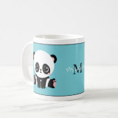Monogram Niedlich Panda Personalisiert Bubble Gum Kaffeetasse (Vorderseite Links)