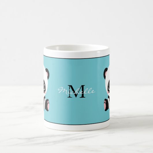 Monogram Niedlich Panda Personalisiert Bubble Gum Kaffeetasse (Mittel)
