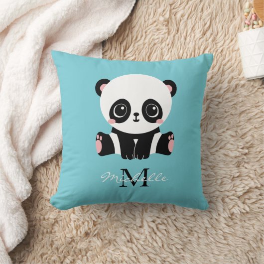 Monogram Niedlich Panda Personalisiert Bubble Gum  Kissen (Decke)