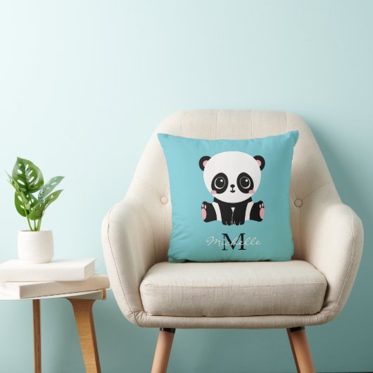 Monogram Niedlich Panda Personalisiert Bubble Gum  Kissen (Stuhl )