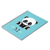 Monogram Niedlich Panda Personalisiert Bubble Gum Notizblock (Linke Seite)