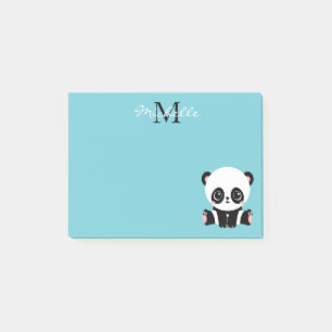 Monogram Niedlich Panda Personalisiert Bubble Gum  Post-it Klebezettel