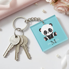 Monogram Niedlich Panda Personalisiert Bubble Gum  Schlüsselanhänger