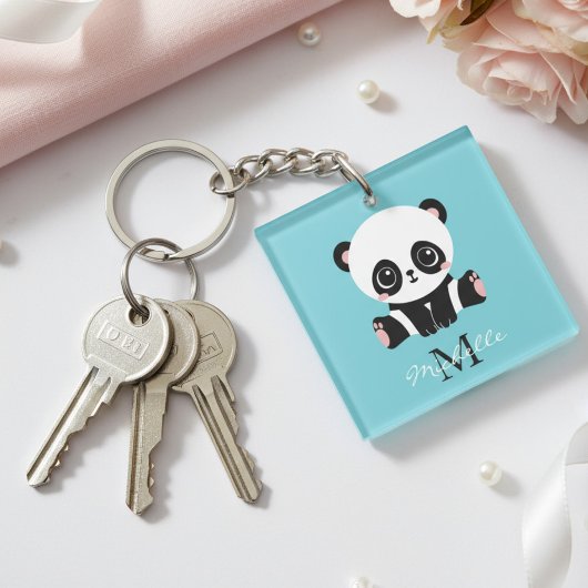 Monogram Niedlich Panda Personalisiert Bubble Gum Schlüsselanhänger