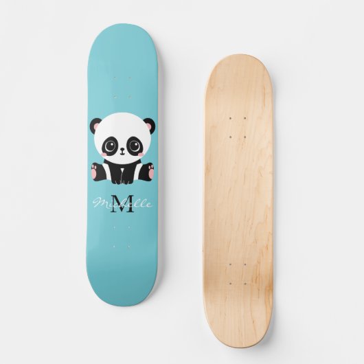 Monogram Niedlich Panda Personalisiert Bubble Gum Skateboard (Vorderseite)