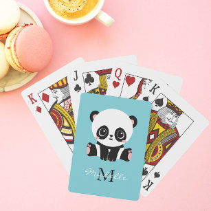 Monogram Niedlich Panda Personalisiert Bubble Gum  Spielkarten