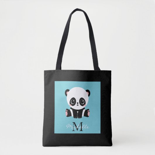 Monogram Niedlich Panda Personalisiert Bubble Gum Tasche (Vorderseite)