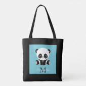 Monogram Niedlich Panda Personalisiert Bubble Gum  Tasche (Rückseite)