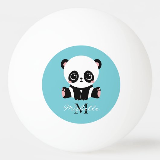 Monogram Niedlich Panda Personalisiert Bubble Gum Tischtennisball (Vorderseite)