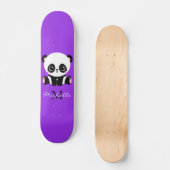 Monogram Niedlich Panda Personalisiert Lila Skateboard (Vorderseite)
