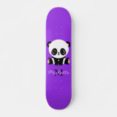Monogram Niedlich Panda Personalisiert Lila Skateboard (Vorne)