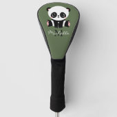 Monogram Niedlich Panda Personalisiert Name Green Golf Headcover (Vorderseite)