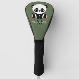 Monogram Niedlich Panda Personalisiert Name Green Golf Headcover