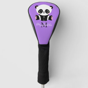 Monogram Niedlich Panda Personalisiert Name Lila Golf Headcover