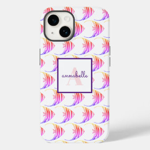 Monogram Niedlich Pink Fish Muster Case-Mate iPhone 14 Hülle