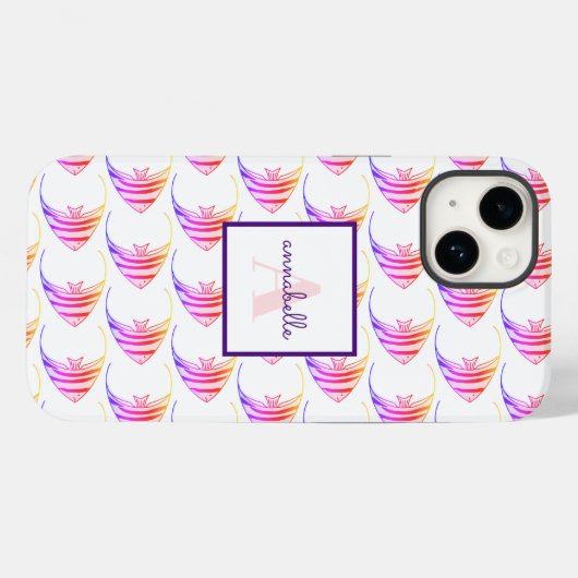 Monogram Niedlich Pink Fish Muster Case-Mate iPhone Hülle (Rückseite (Horizontal))