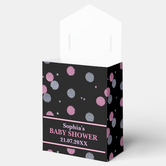 Monogram Niedlich Pink Glitzer Baby Shoower Geschenkschachtel (Geöffnet)