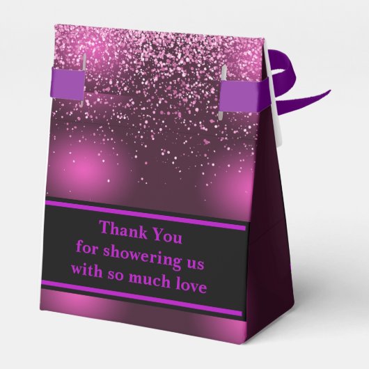 Monogram Niedlich Pink Glitzer Baby Shoower Geschenkschachtel (Rückseite)