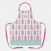 Monogram Niedlich Pink Matryoshka Muster Schürze (Vorderseite)