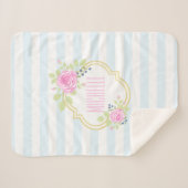 Monogram Niedlich Pink Roses Blueberry Sherpa Blan Sherpadecke (Vorderseite (Horizontal))