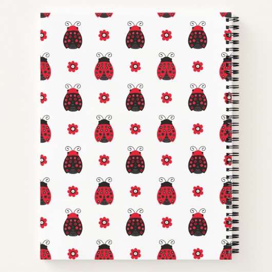 Monogram Niedlich Red Ladybug Notebook Notizblock (Rückseite)