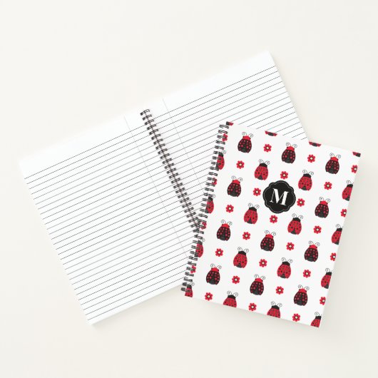 Monogram Niedlich Red Ladybug Notebook Notizblock (Innenseite)