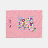 Monogram Niedlich Retro-Blume Cartoon Stilelephon Fleecedecke (Vorderseite (Horizontal))