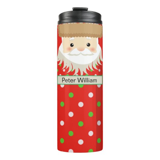 Monogram Niedlich Santa Celebating Christmas Thermosbecher (Vorderseite)
