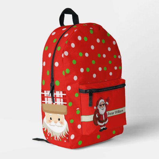Monogram Niedlich Santa Celebating School Bedruckter Rucksack (Rückseitige Ecke links)