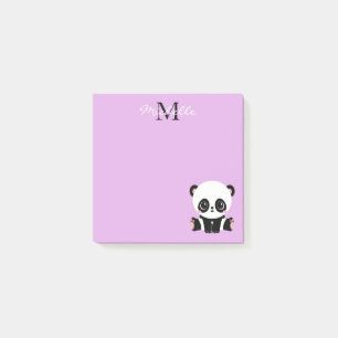 Monogram Niedlich Sitting Panda Personalisiert Lil Post-it Klebezettel