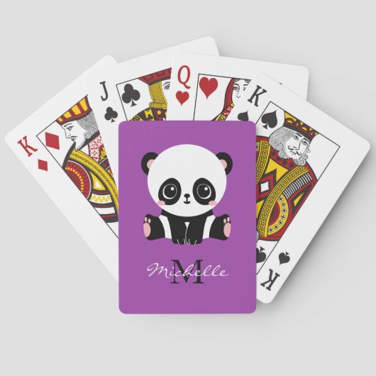 Monogram Niedlich Sitting Panda Personalisiert Lil Spielkarten (Rückseite)