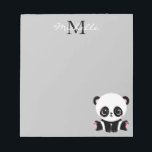 Monogram Niedlich Sitting Panda Personalisiert Sil Notizblock<br><div class="desc">Monogram Niedlich Sitting Panda Personalisiert Silver Notepads verfügt über einen niedlichen Panda Bären,  der auf einem silbernen Hintergrund auf dem Boden sitzt. Personalisieren Sie Ihre Monografie und Ihren Namen,  indem Sie den Text in den dafür vorgesehenen Textfeldern bearbeiten. Entworfen von ©Evco Studio www.zazzle.com/store/evcostudio</div>